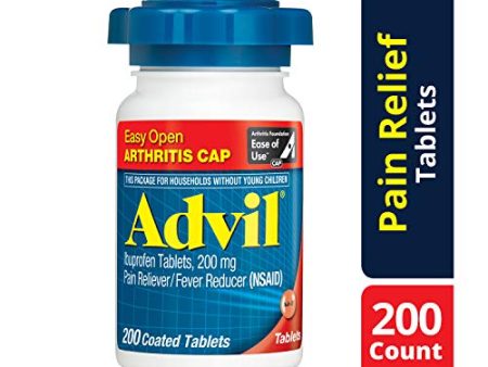 Advil Coated Tablets Pain Reliever Easy Open Arthritis Cap - 200 Count Hot on Sale