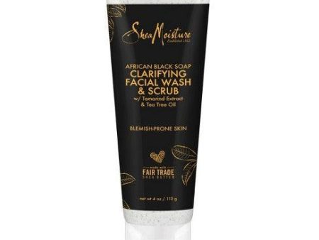 SheaMoisture AFRICAN BLACK SOAP CLARIFYING FACIAL WASH & SCRUB Hot on Sale