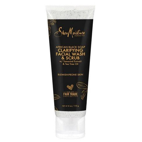 SheaMoisture AFRICAN BLACK SOAP CLARIFYING FACIAL WASH & SCRUB Hot on Sale