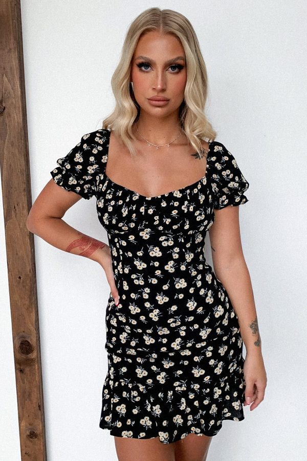 Regina Dress - Black Floral Discount