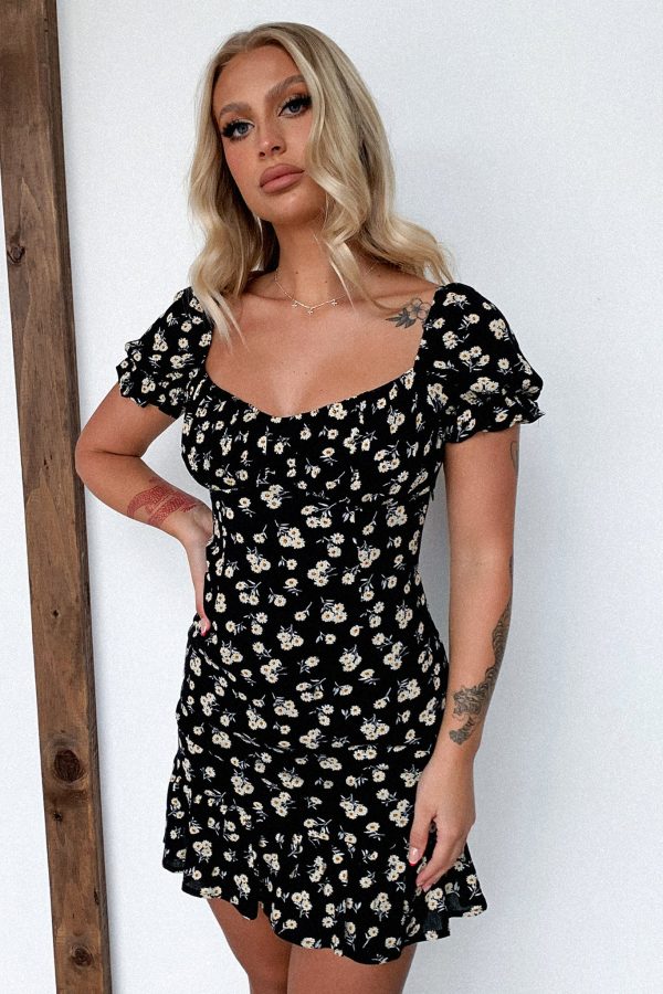 Regina Dress - Black Floral Discount