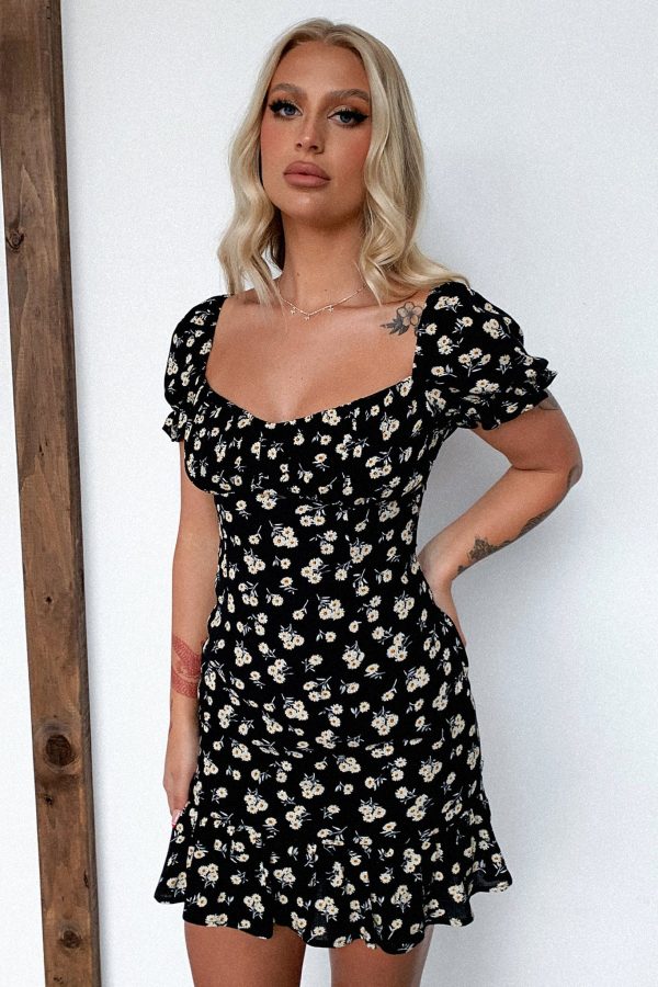 Regina Dress - Black Floral Discount